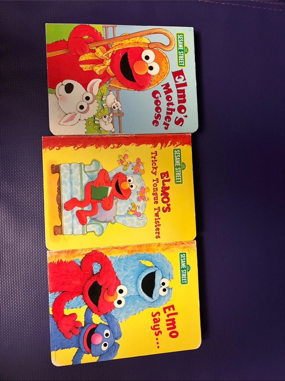 Sesame Street Elmo & Friends Board Books - Red, Yellow & Blue Covers (Set of 3)